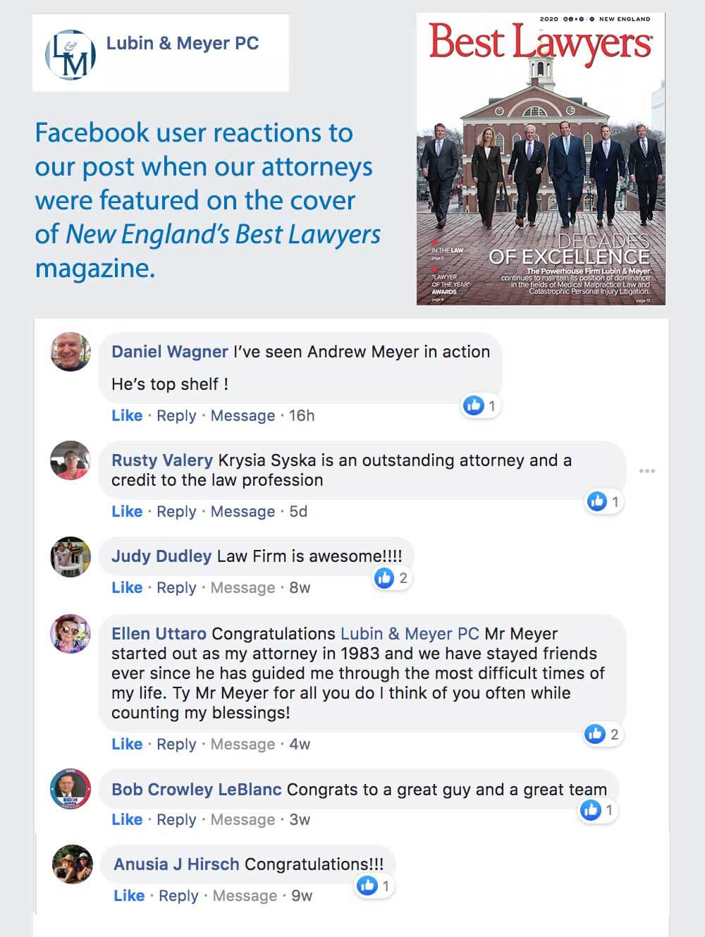 Client reviews on Facebook